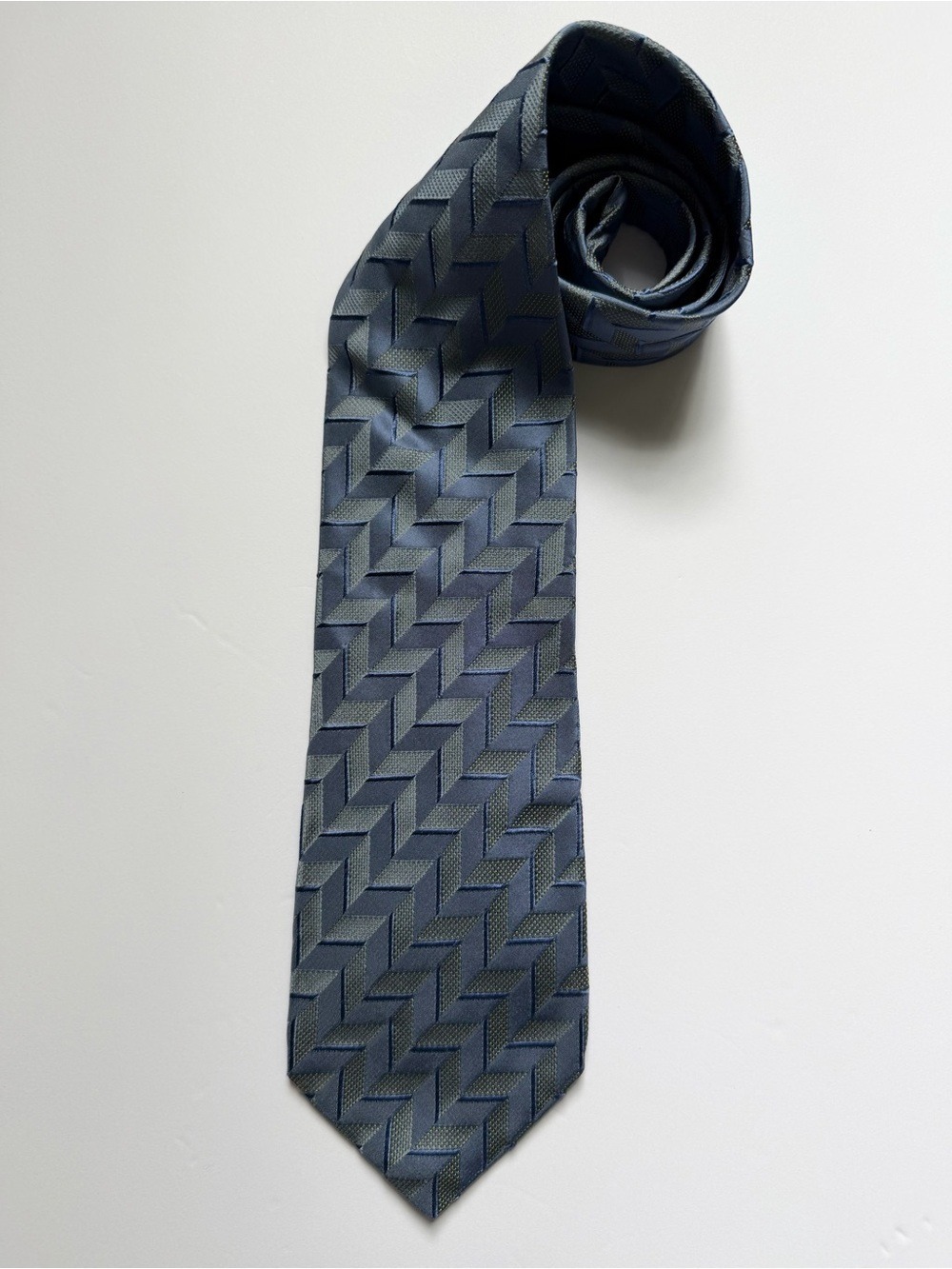 Gino Rossini Blue Silk Geometric Tie Made in Italy